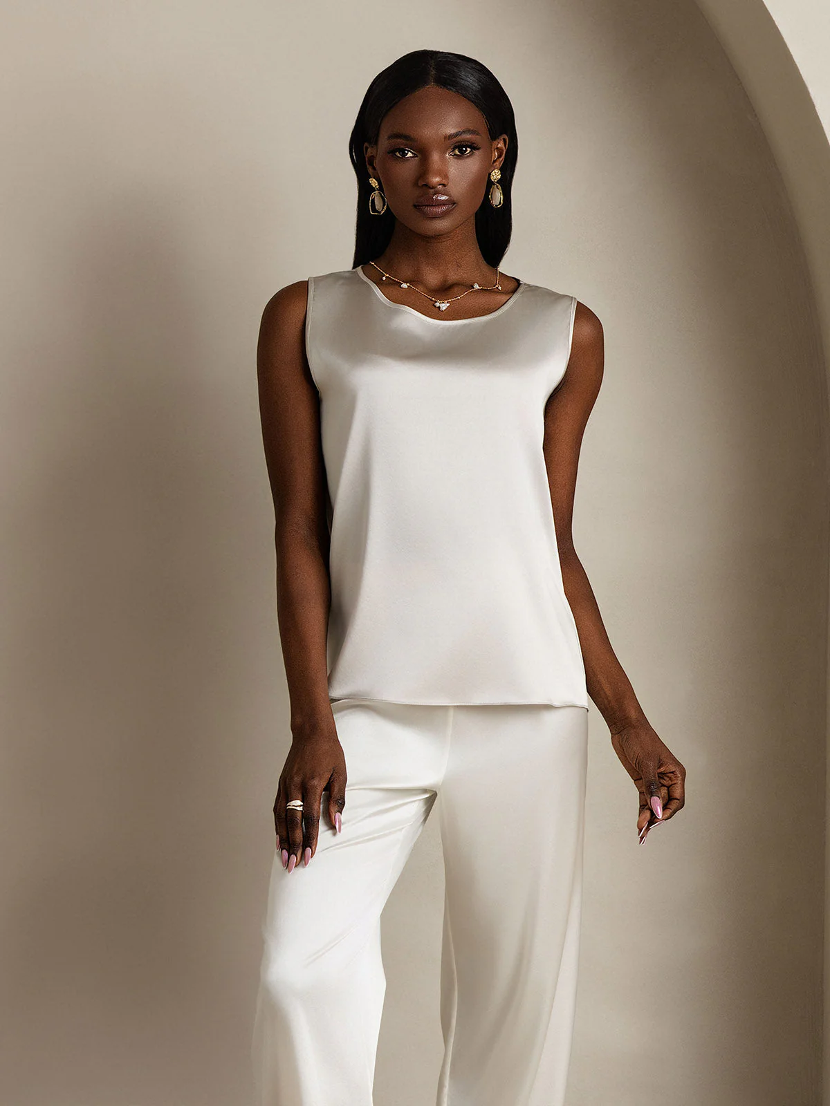 19Momme Seide Lounge Rundhals Tanktop - Image 47