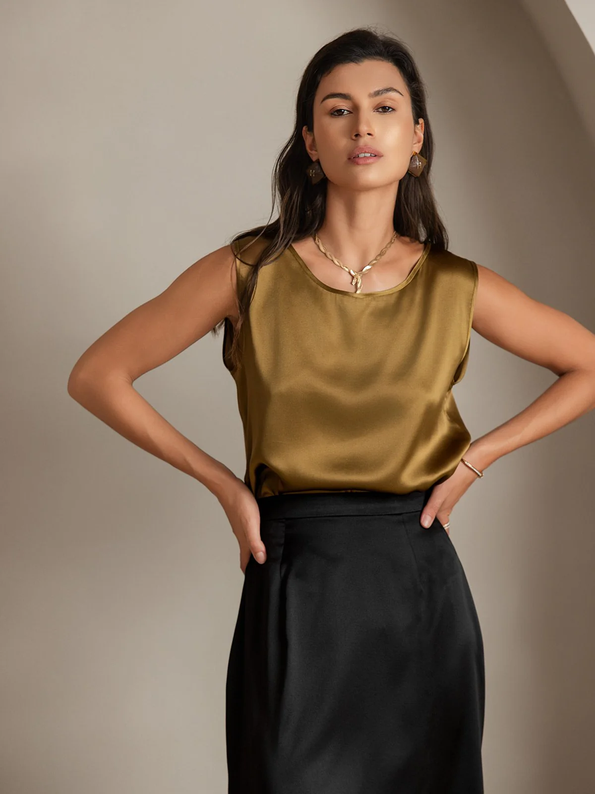 19Momme Seide Lounge Rundhals Tanktop - Image 54
