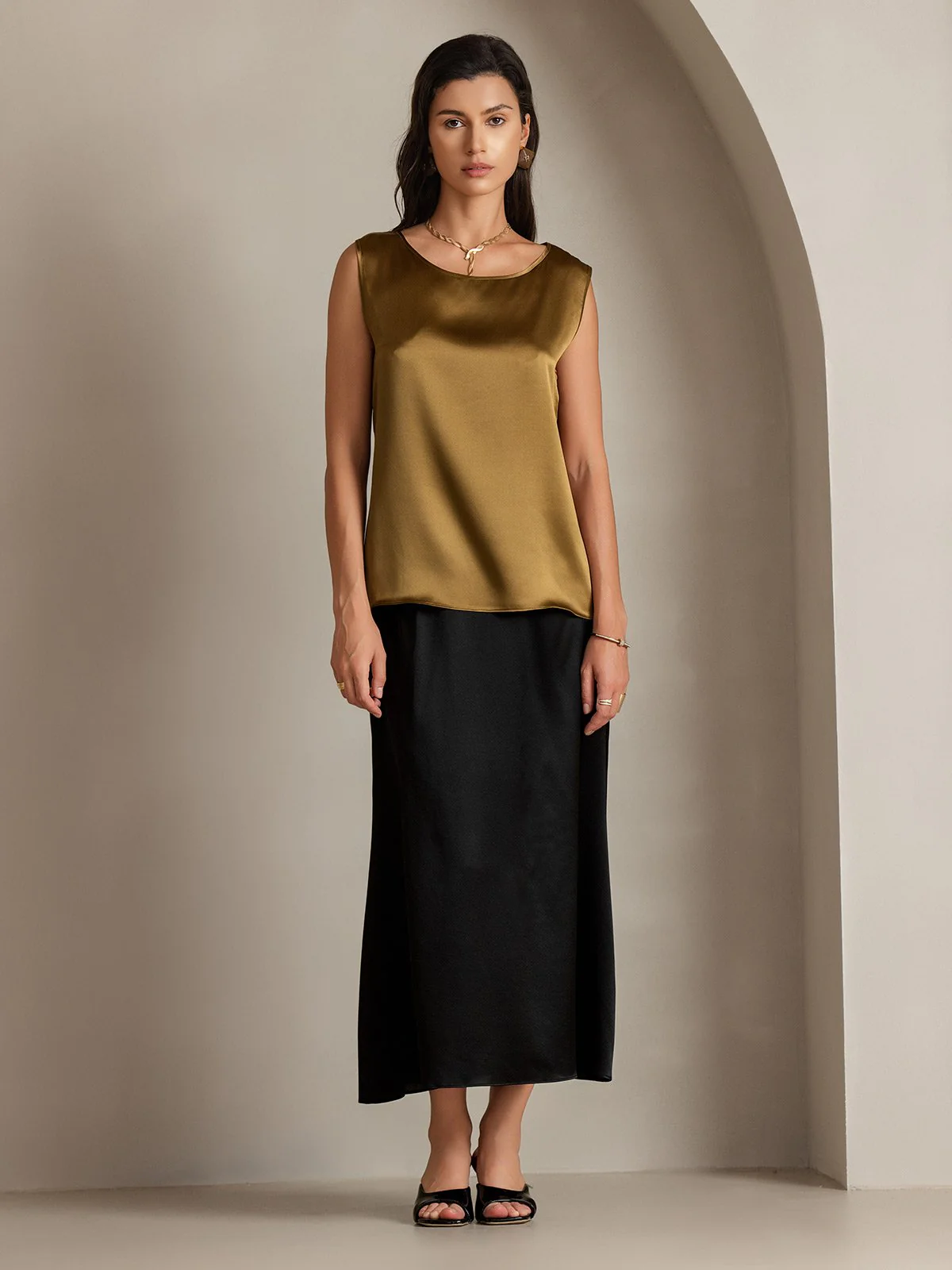 19Momme Seide Lounge Rundhals Tanktop - Image 55