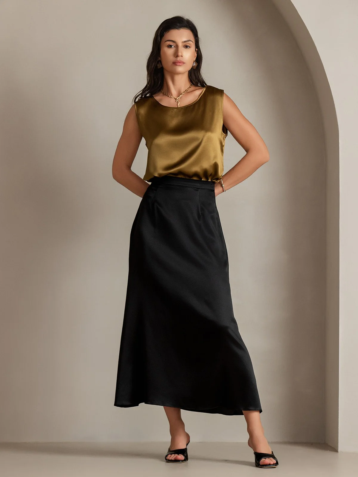 19Momme Seide Lounge Rundhals Tanktop - Image 56