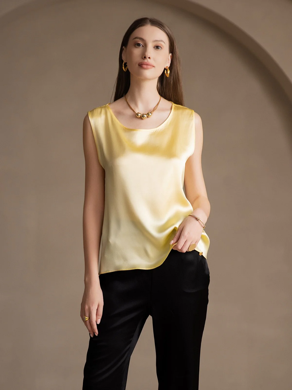 19Momme Seide Lounge Rundhals Tanktop - Image 58