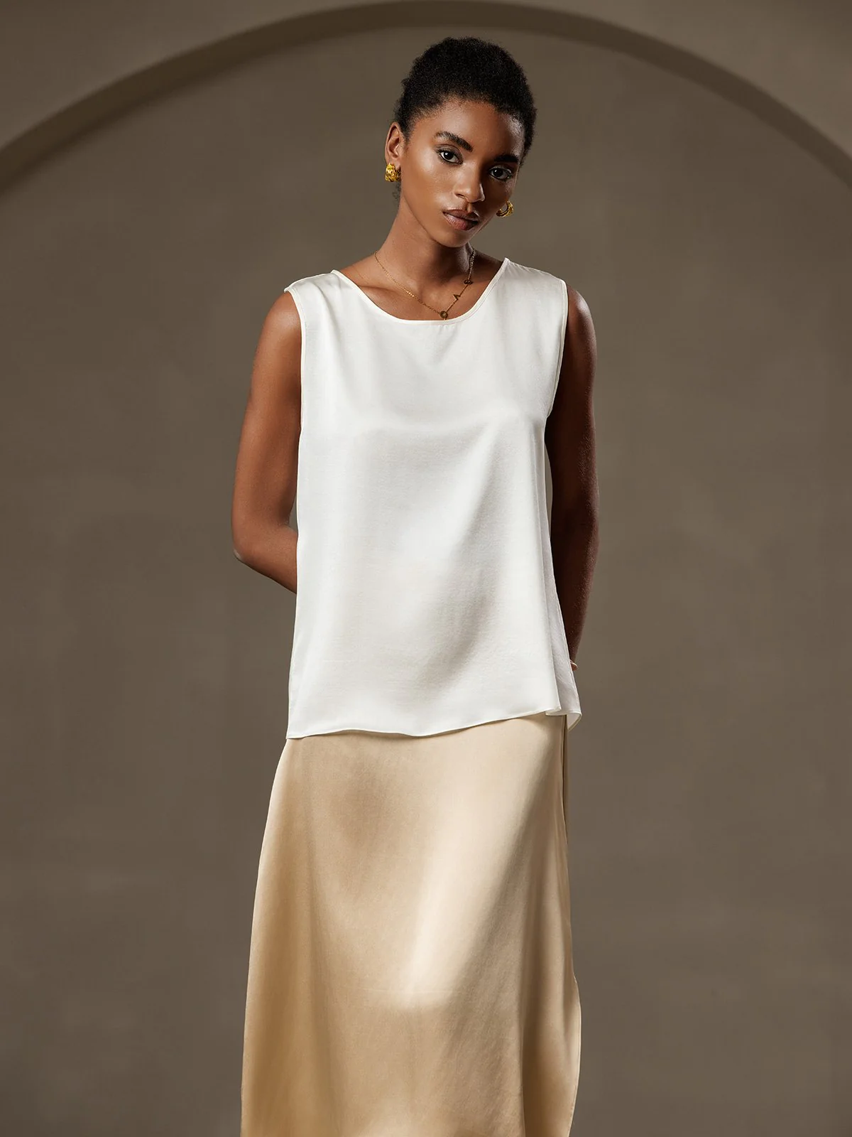 19Momme Seide Lounge Rundhals Tanktop - Image 6
