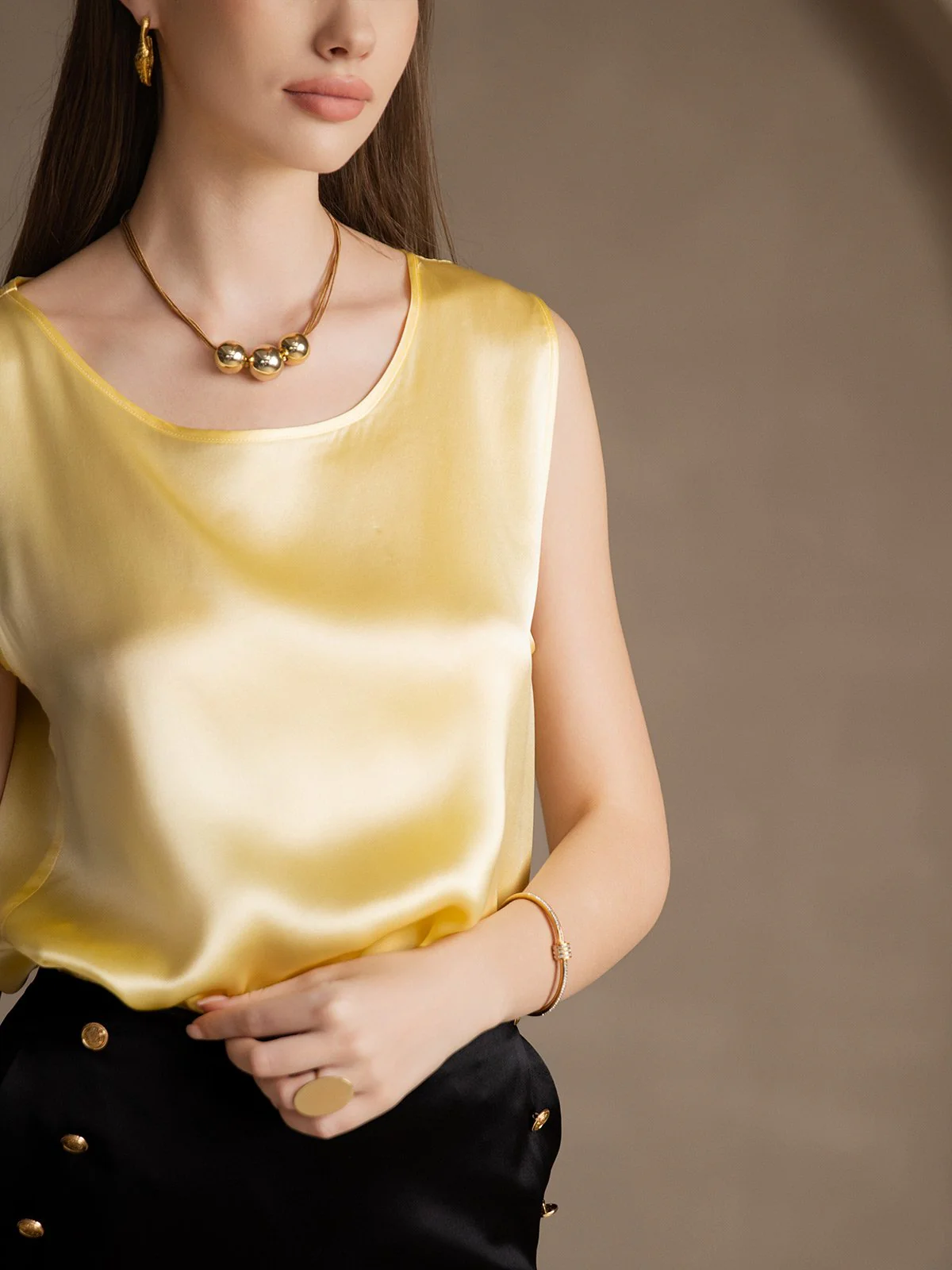 19Momme Seide Lounge Rundhals Tanktop - Image 60