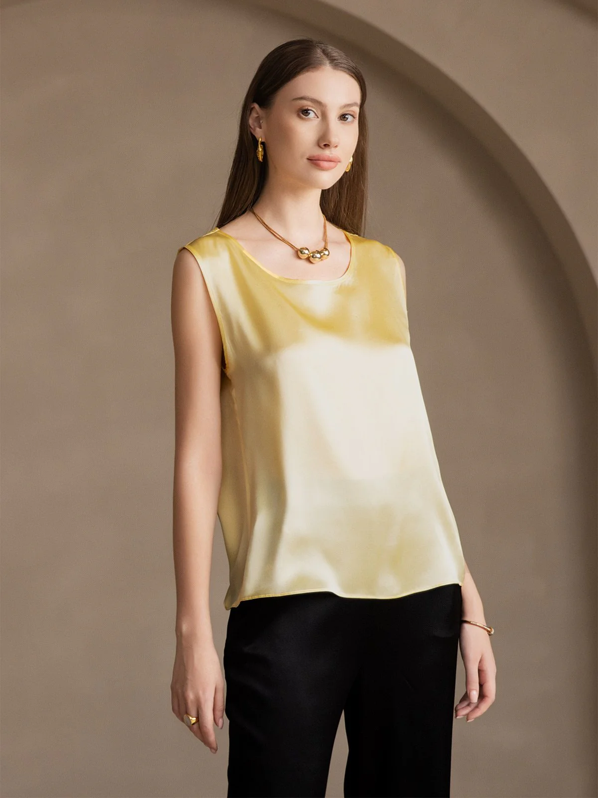 19Momme Seide Lounge Rundhals Tanktop - Image 62