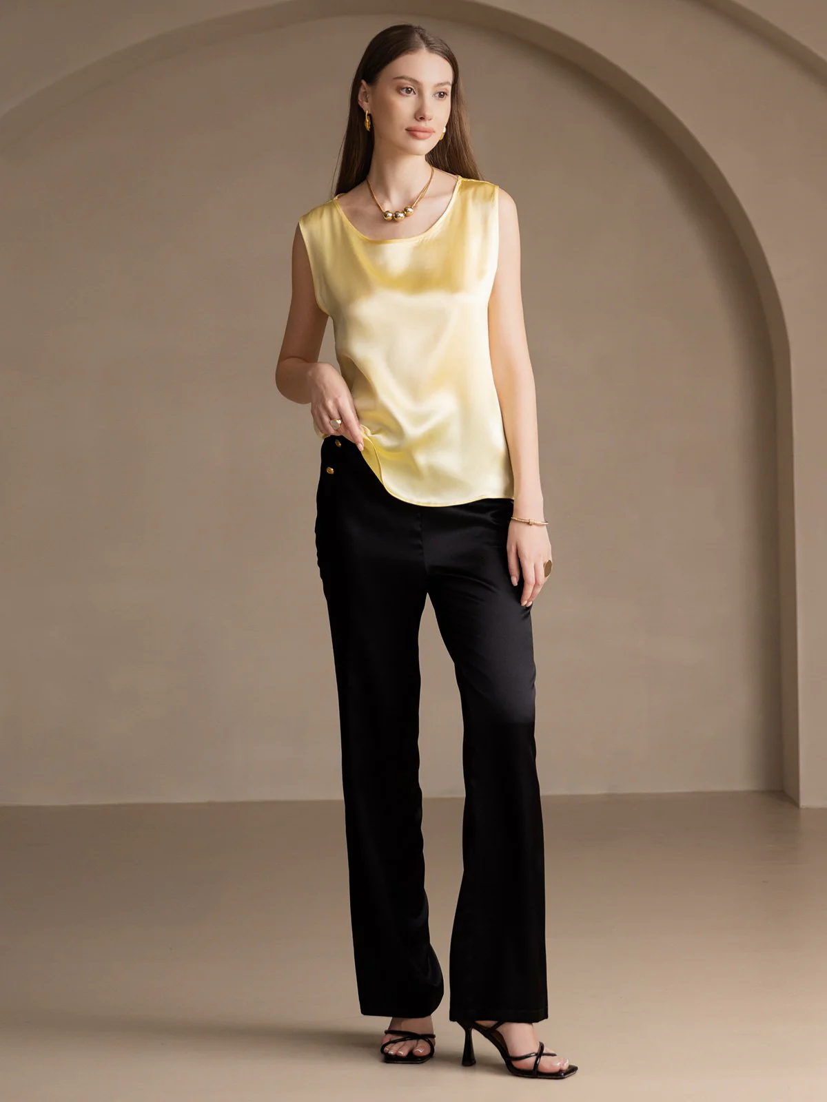 19Momme Seide Lounge Rundhals Tanktop - Image 63