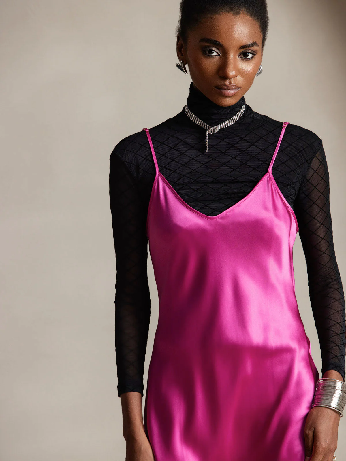 100% Maulbeerseide Midi-Kleid mit Spaghettiträgern Lang - Image 83