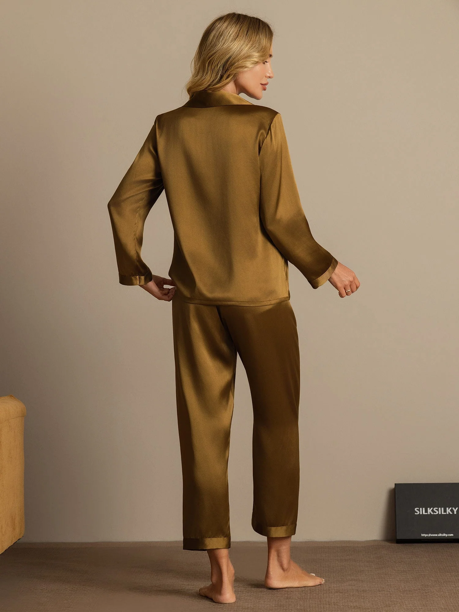 Damen 100% Maulbeerseide Pyjama-Set Mit Langen Ärmeln - Image 71